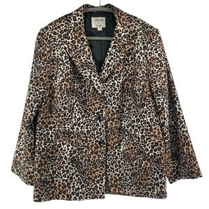 Collections for Le Suit Women’s Leopard Print Button Front Blazer Jacket 20W